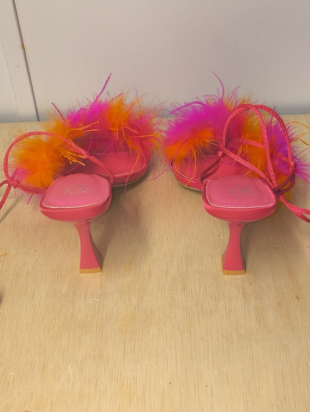 New York & Company Women's Georgia Lace-up Heel Sandals In Hot Pink & Orange 11 - Picture 7 of 11